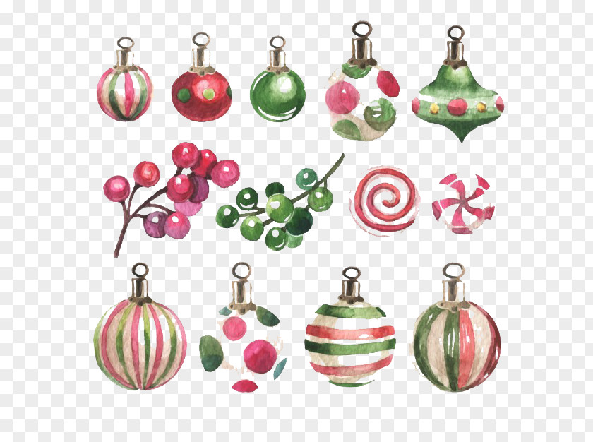 Vase Decoration Picture Material Bolas: Navidad Christmas Ornament Watercolor Painting PNG