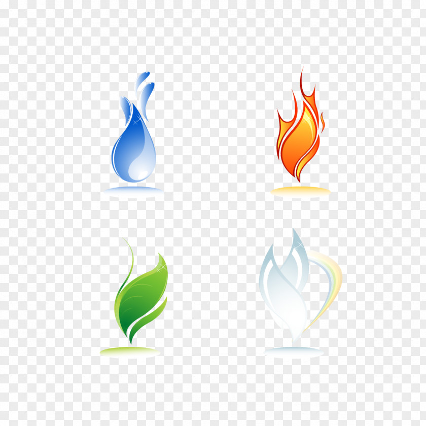 Fire Leaves And Water Drops Vector Material Creative Drop Icon PNG