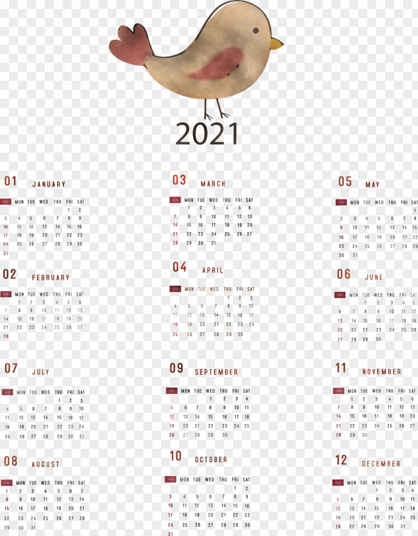 Printable 2021 Yearly Calendar PNG