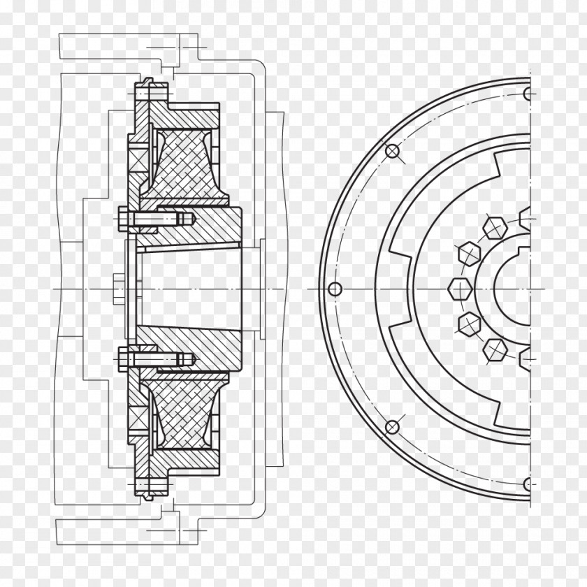 Coupling Clutch Technical Drawing Torque PNG