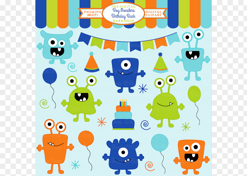 Baby Monster Cliparts Party Birthday Clip Art PNG