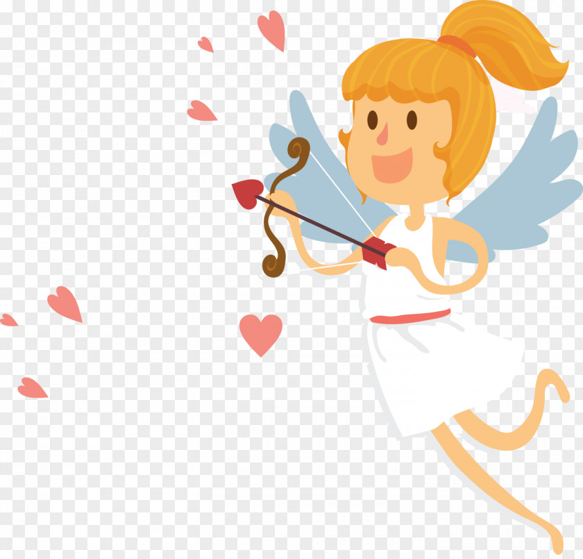 Lovely Angel Cupid Silhouette Cartoon Illustration PNG