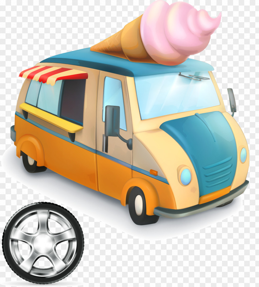 Sweet Vector Cartoon Ice Cream Truck Vehicle PNG