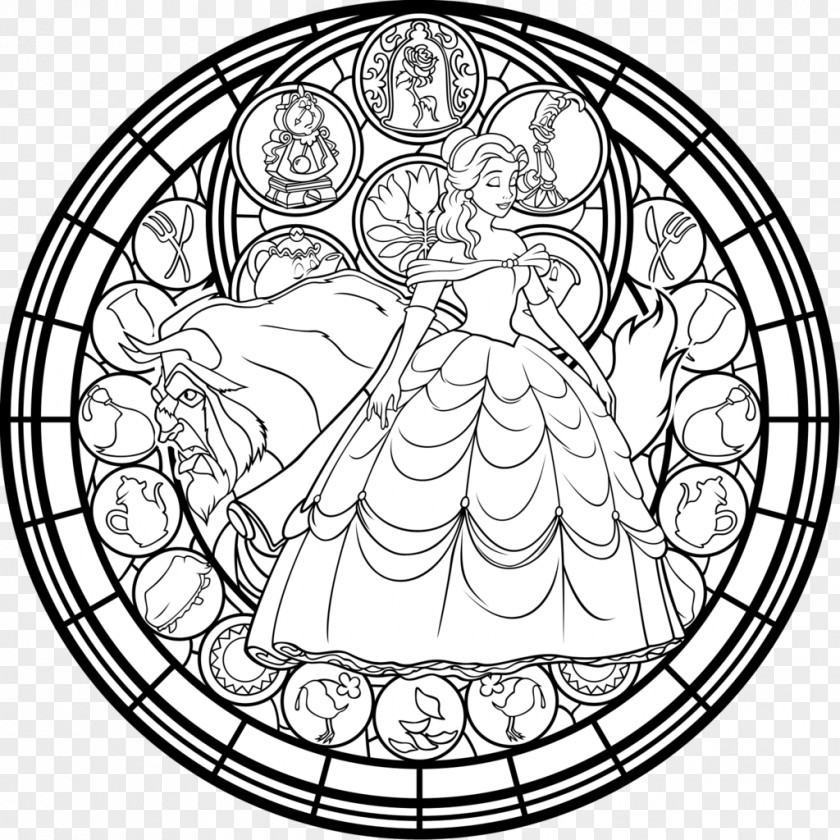 Beauty And The Beast Window Stained Glass Coloring Book Belle PNG