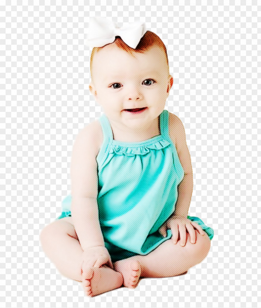 Child Toddler Baby Turquoise Sitting PNG