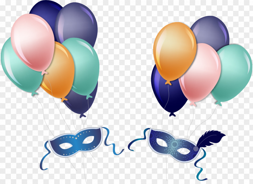 Vector Hand-painted Mask Balloon Carnival Illustration PNG
