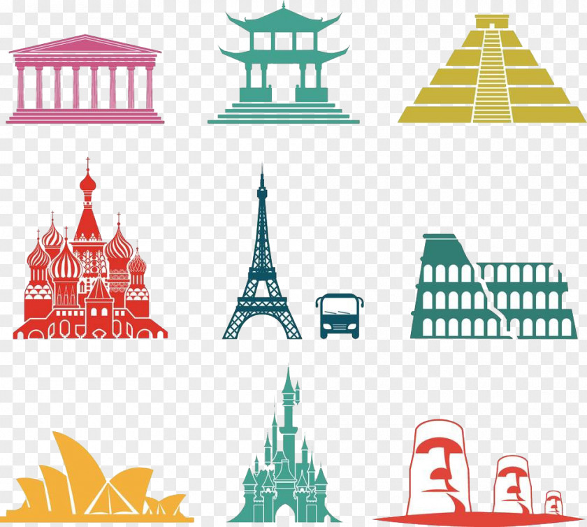World Famous Landmarks Illustrations Monument Photography Icon PNG