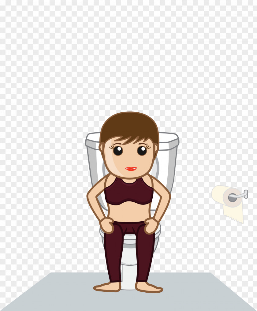 Cartoon Woman In Toilet Download Illustration PNG