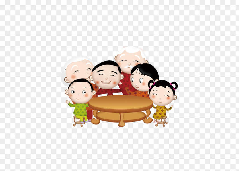 Hand-painted Cartoon Family Reunion Mooncake Mid-Autumn Festival Change Traditional Chinese Holidays New Year PNG
