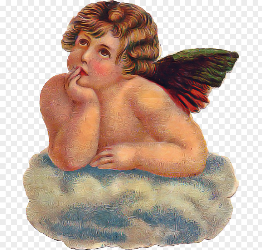 Angel Figurine Kneeling Wing Mythology PNG