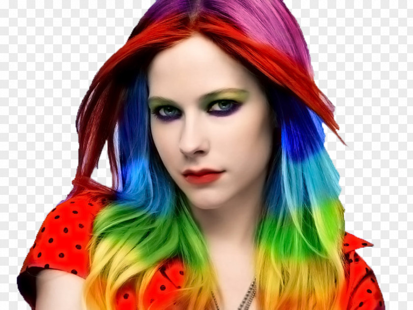 Avril Lavigne Rainbow Hairstyle Human Hair Color PNG