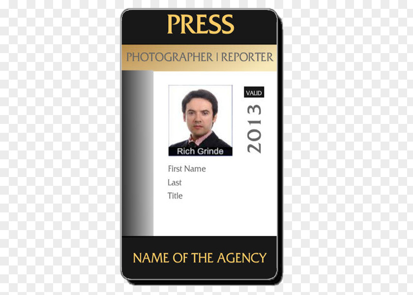 Id Card Template Identity Document Photo Identification Photographer Badge PNG