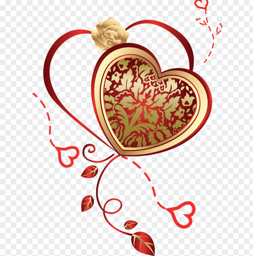 Valentine's Day Heart Red Gold PNG