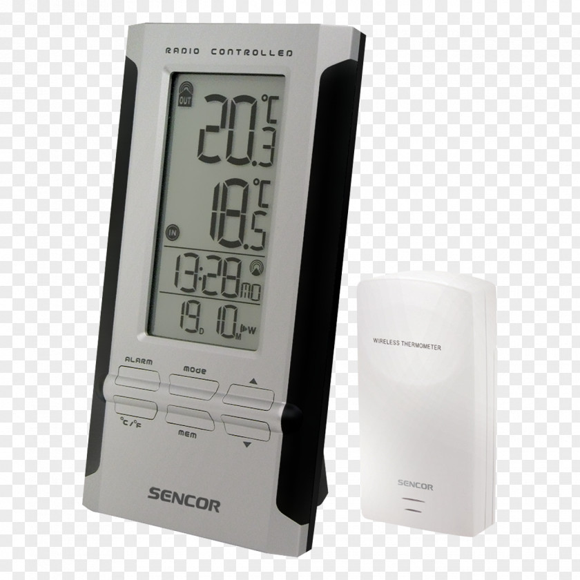 Weather StationWirelessBlack/silver Meade Instruments CorporationAtomic Inside/Outside ThermometerRadio Station Hama Measuring Instrument EWS-180 PNG