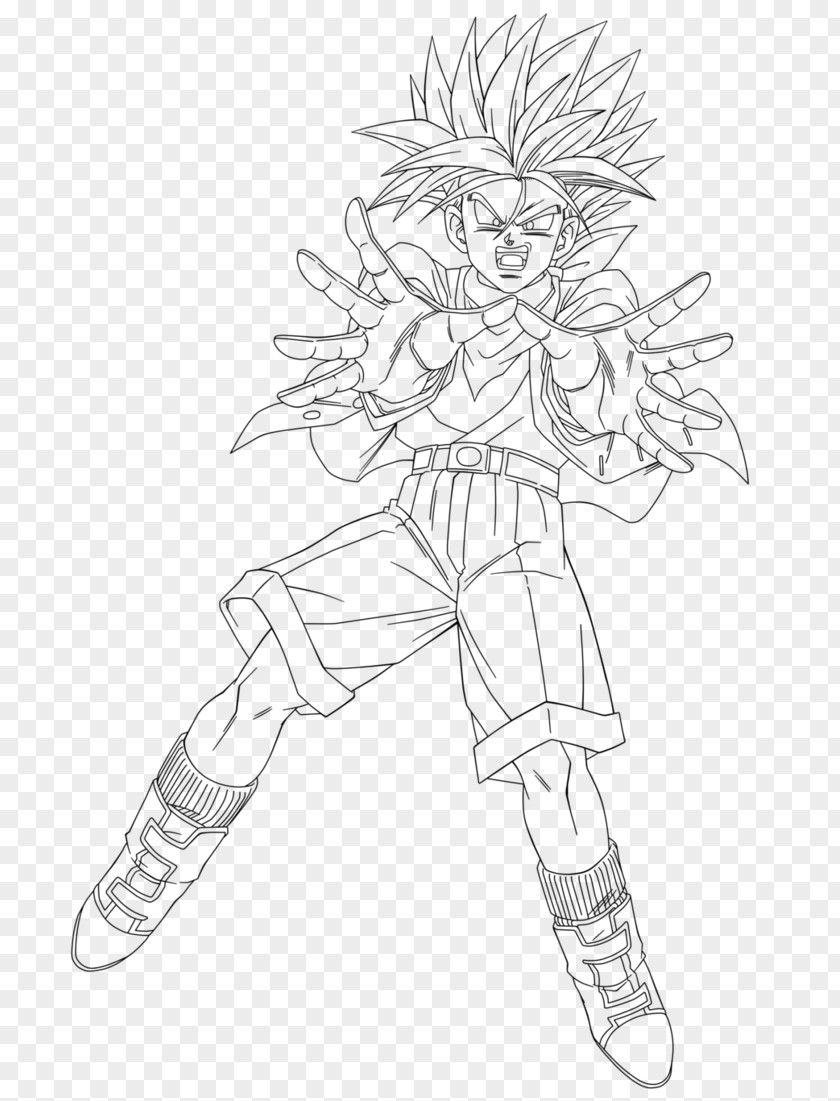 Goku Line Art Trunks Majin Buu Drawing PNG