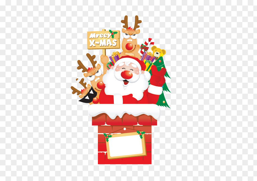Santa Claus With Friends Christmas Wish Wallpaper PNG