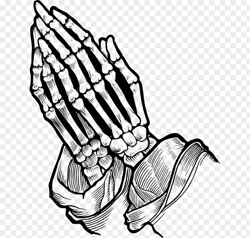 Skeleton Praying Hands Prayer Bone Skull Drawing PNG