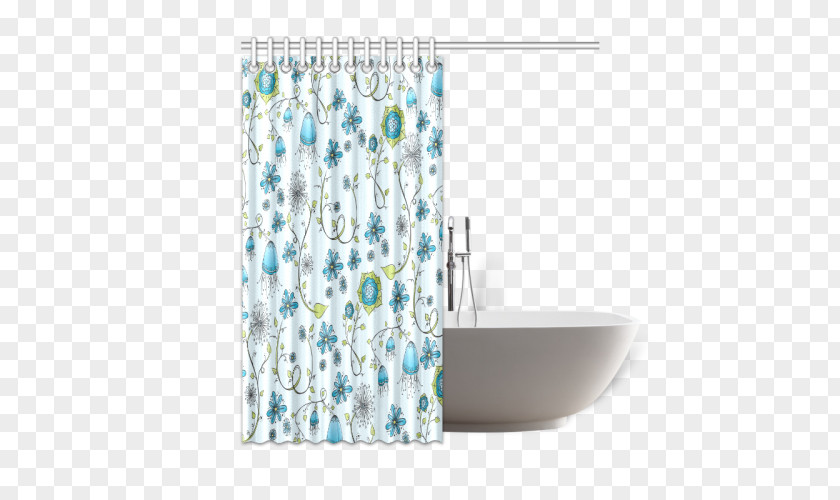 Shower Curtain Douchegordijn Flower Blue PNG