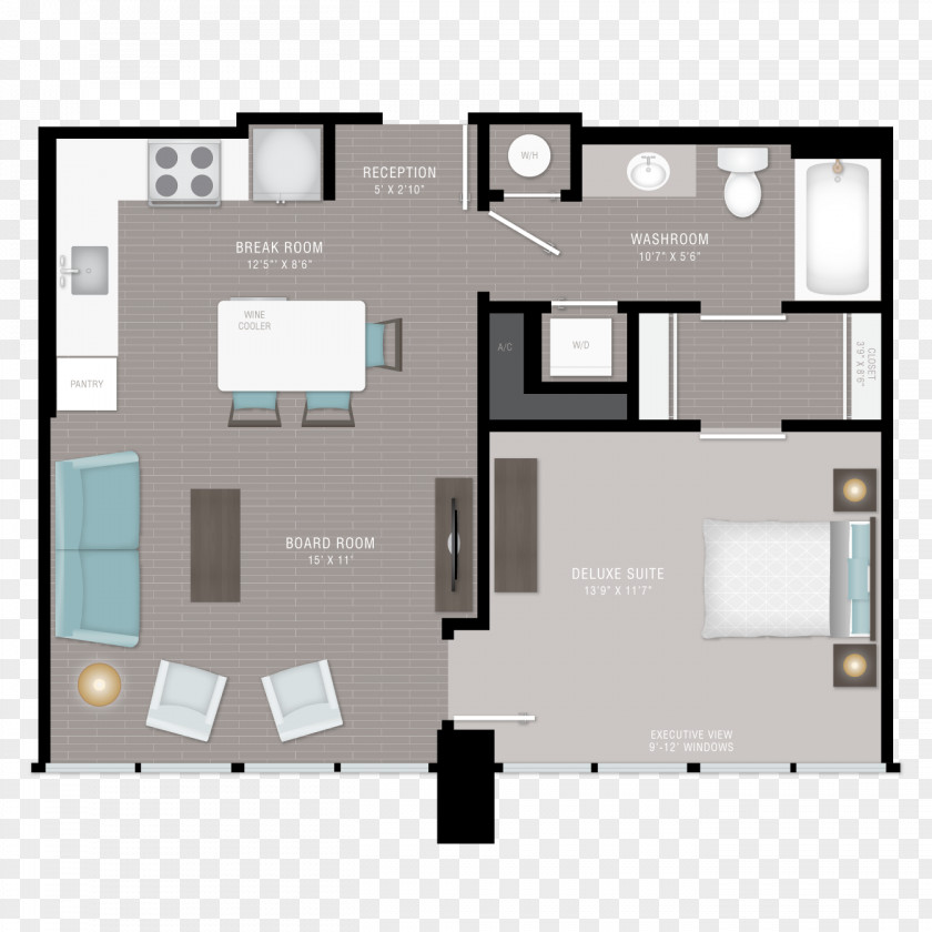 Three Rooms And Two The Office Apartments Floor Plan Renting Lease PNG