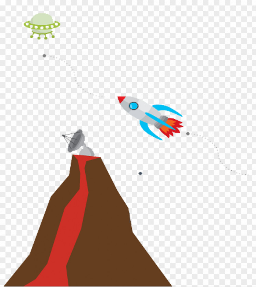 Rockets And Volcano Illustration PNG