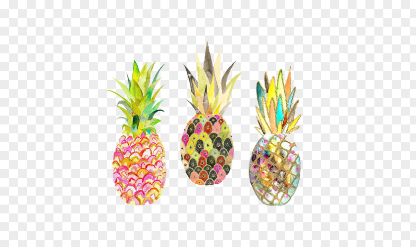 Tropical Fruit Pineapple Watercolor Painting Printmaking Art PNG