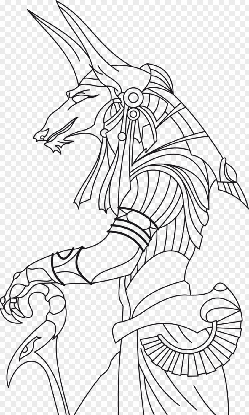 Anubis Ancient Egypt Line Art Drawing PNG