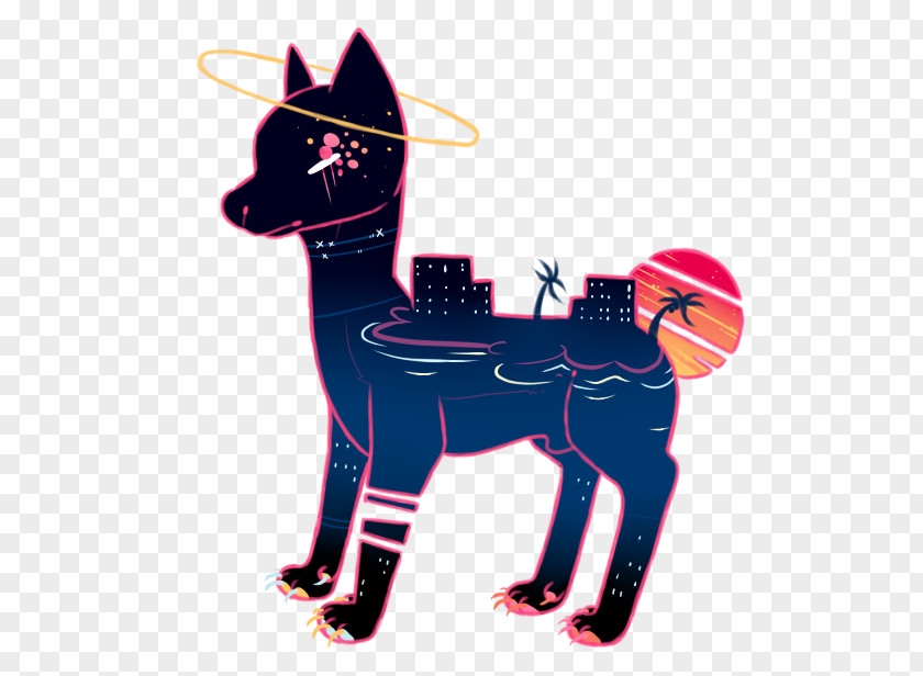 Cat Dog Vaporwave Drawing PNG