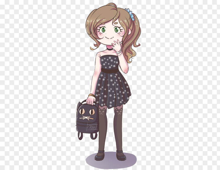 Doll Brown Hair Cartoon Character PNG