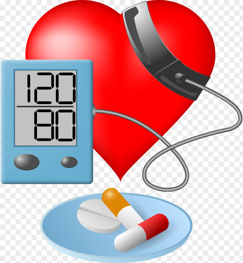 Vector Heart And Blood Pressure Meter Hypertension Sphygmomanometer Clip Art PNG