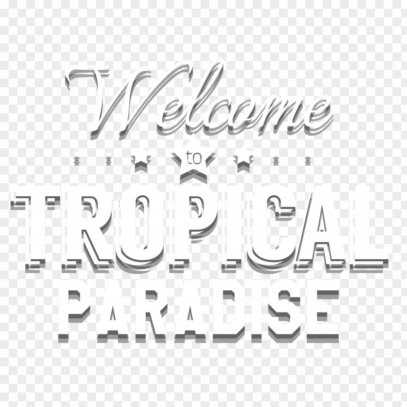 Fashion Tropical Paradise Art Word Vector Poster PNG