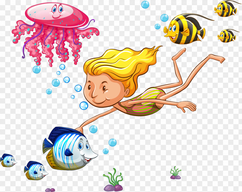 And Small Fish Swimming Children Download Clip Art PNG