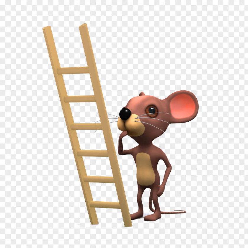 A Mouse Under Wooden Ladder Computer Illustration PNG