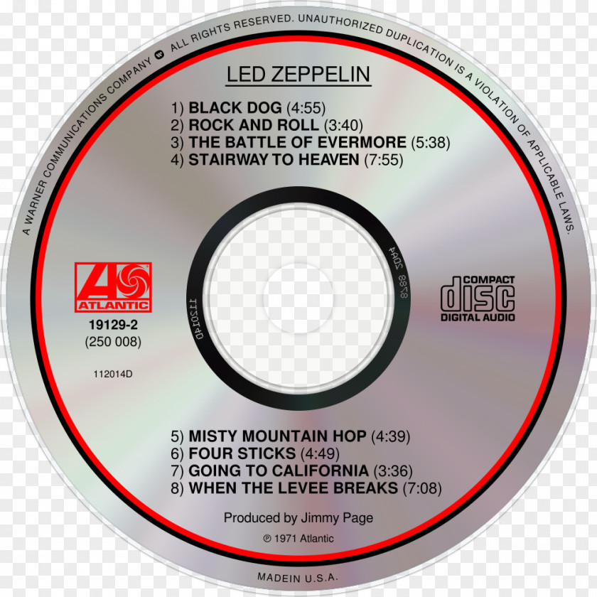 Compact Disc Led Zeppelin IV Black Dog Rock And Roll PNG
