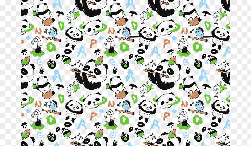 Vector Seamless Panda Pattern Giant Bear PNG