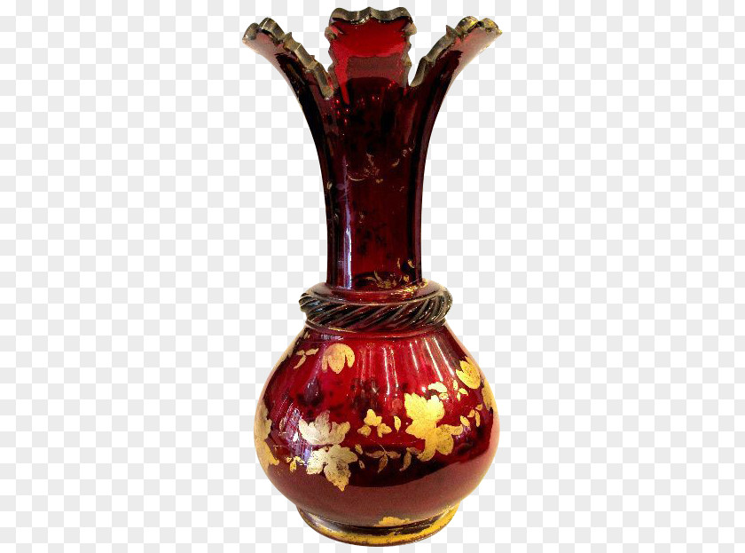Bohemian Vase Orrefors Cranberry Glass Art Deco PNG