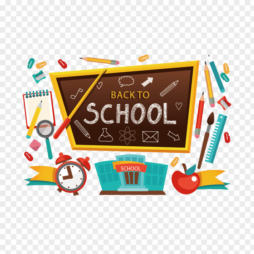 Vector Blackboard And School Supplies Student Clip Art PNG