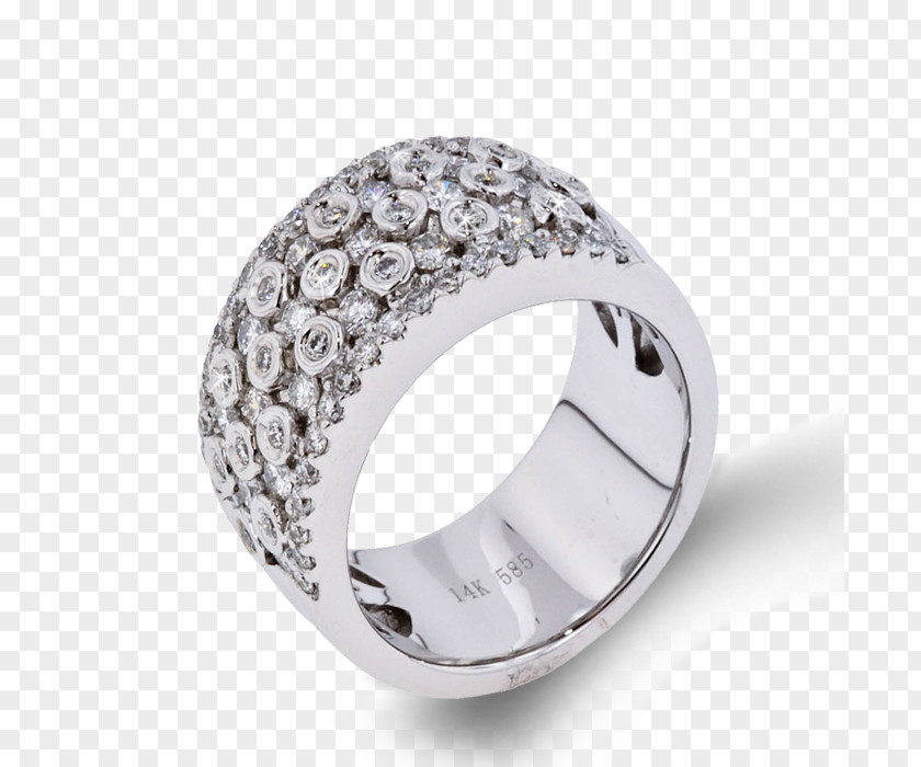 Pave Diamond Rings For Women Wedding Ring Silver Platinum Product Design PNG