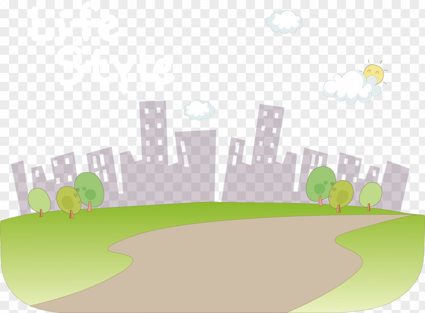 Cartoon City Vector Download PNG