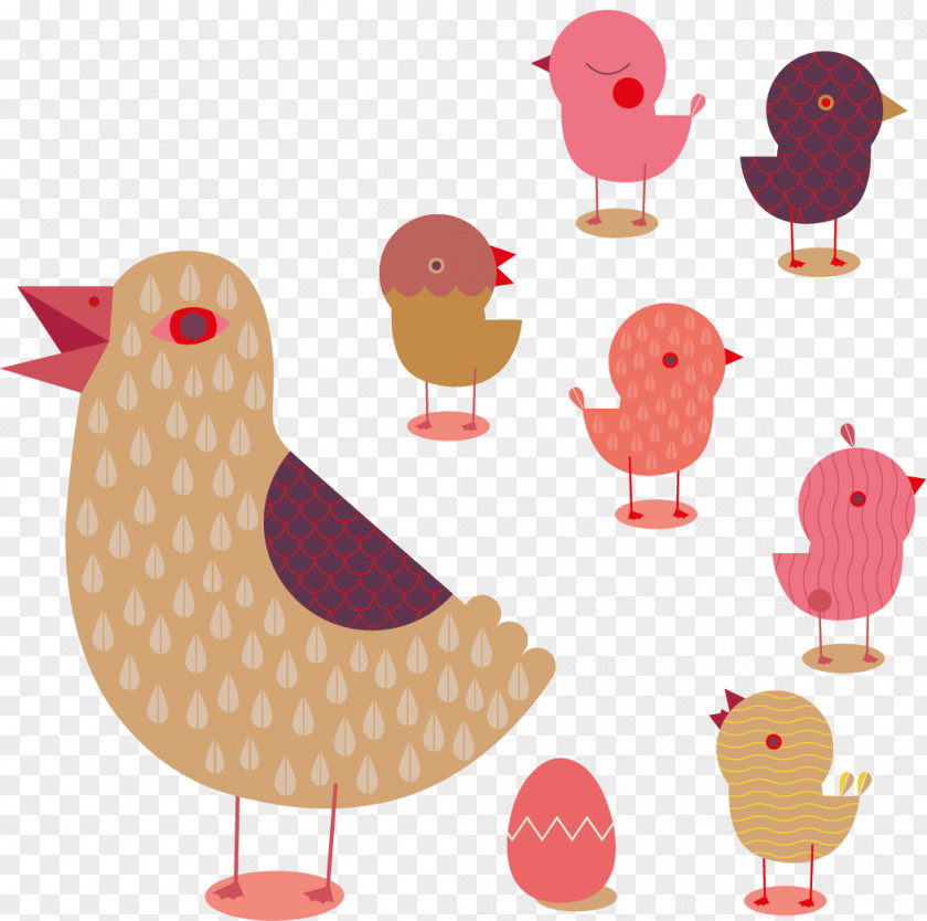 Vector Lovely Floral Style Bird Chicken Goose Hen Rooster PNG