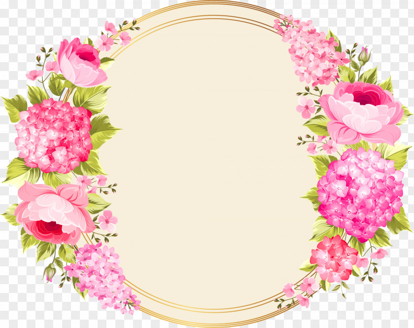 Pink Flower Circle Wedding Invitation Flowers PNG