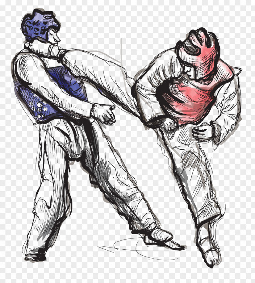 Hand-painted Fight Taekwondo Drawing Stock Photography Illustration PNG