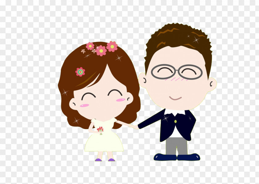 Cartoon Couple Wedding Photography PNG