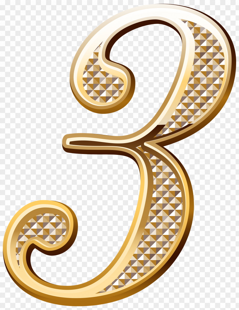 Gold Deco Number Three Clipart Image Clip Art PNG