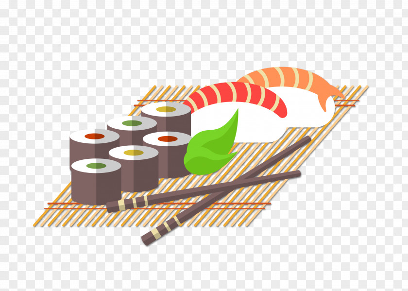 Vector Color Japanese Cuisine Seaweed Rolls Rice Sushi Fried Fish Gimbap Sashimi PNG