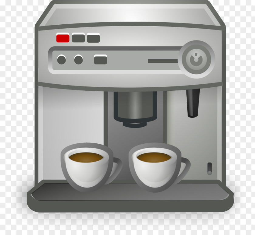 Cartoon Coffee Maker And Two Cups Of Coffeemaker Espresso Cafe PNG