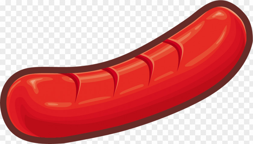 Hand Painted Red Hot Dog Sausage Ketchup PNG