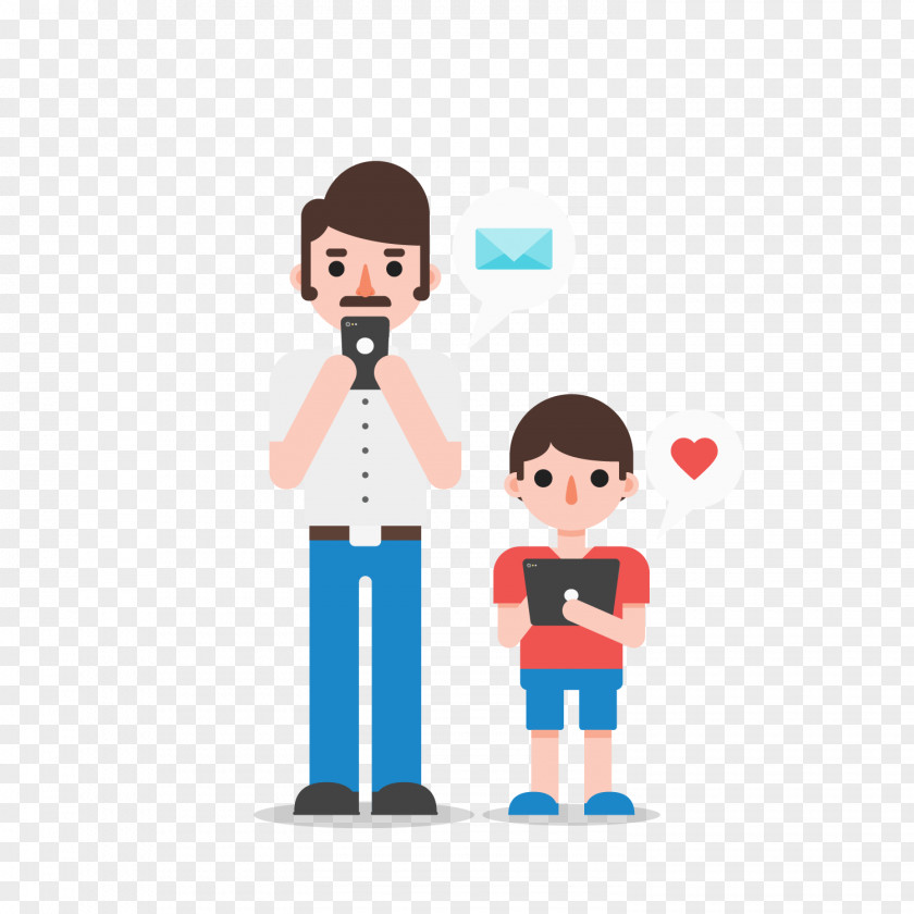 Figure Playing Mobile Phones And Tablet PC Vector Computer Phone PNG