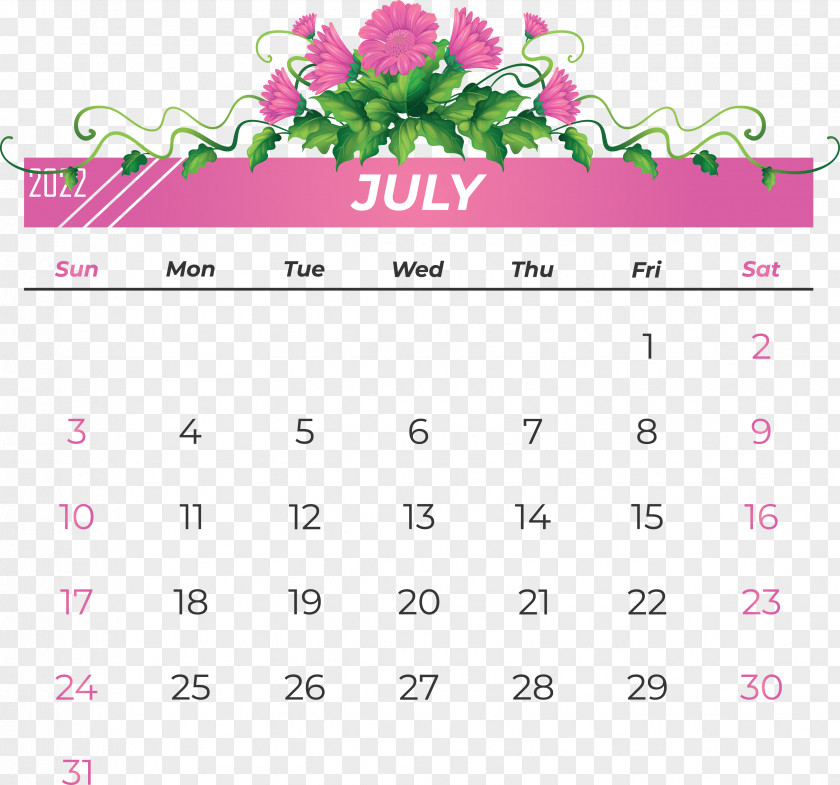 Line Calendar Font Flower Pink M PNG
