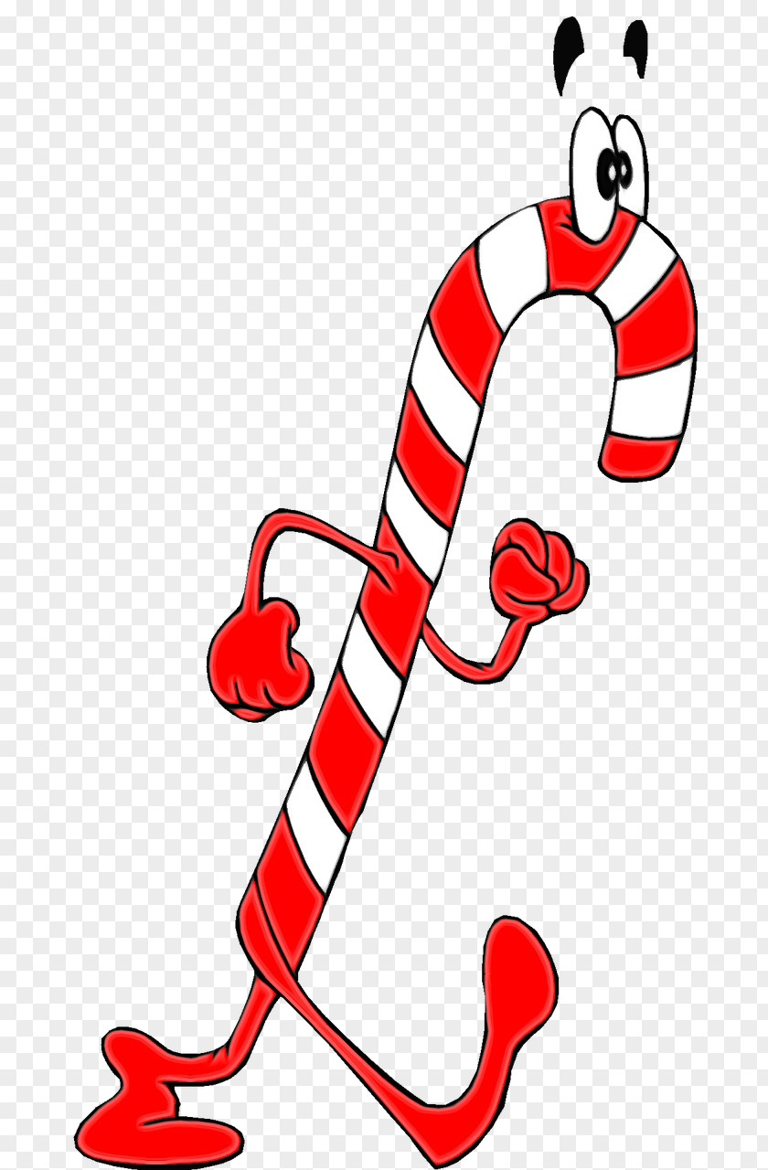 Peppermint Walking Stick Christmas Watercolor PNG
