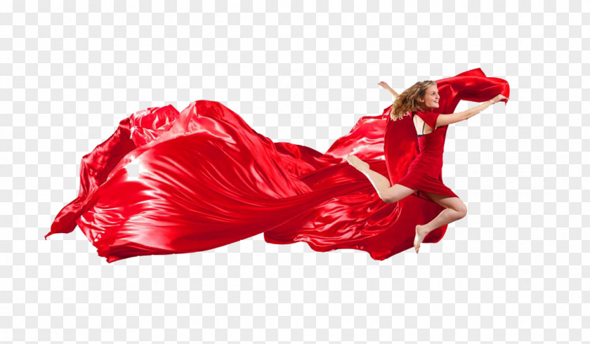 Creative Beautiful Red Ribbon Dance PNG
